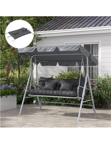 Outsunny Patio Chair Cushion Replacement Set, 4-Piece with Back and Seat Cushions, 2 Pillows, Ties, Charcoal Grey 84G-356V70CG