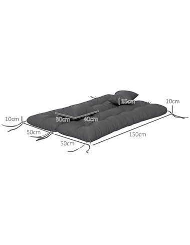 Outsunny Patio Chair Cushion Replacement Set, 4-Piece with Back and Seat Cushions, 2 Pillows, Ties, Charcoal Grey 84G-356V70CG