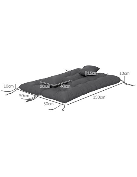 Outsunny Patio Chair Cushion Replacement Set, 4-Piece with Back and Seat Cushions, 2 Pillows, Ties, Charcoal Grey 84G-356V70CG - pic 63995 | FastDaddyshop