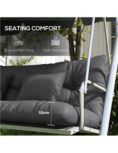 Outsunny Patio Chair Cushion Replacement Set, 4-Piece with Back and Seat Cushions, 2 Pillows, Ties, Charcoal Grey 84G-356V70CG