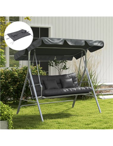 Outsunny Patio Chair Cushion Replacement Set, 4-Piece with Back and Seat Cushions, 2 Pillows, Ties, Charcoal Grey 84G-356V70CG