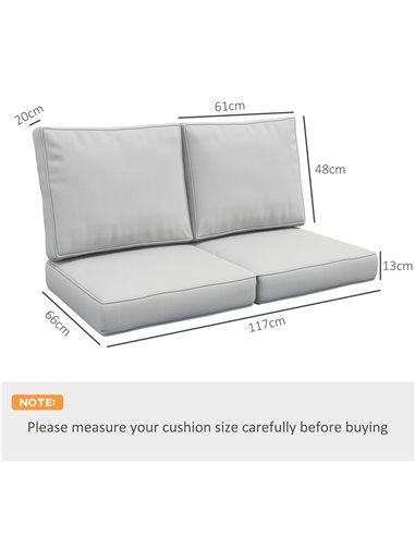 Outsunny 3-Piece Back and Seat Cushion Pillows Replacement, Patio Chair Cushions Set for Indoor Outdoor, Light Grey 84G-396V70LG
