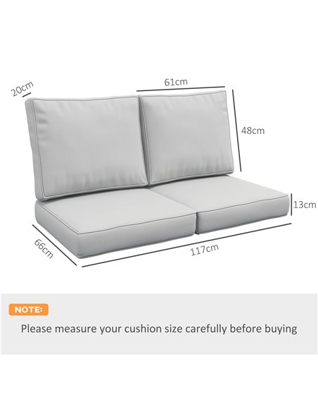 Outsunny 3-Piece Back and Seat Cushion Pillows Replacement, Patio Chair Cushions Set for Indoor Outdoor, Light Grey 84G-396V70LG - pic 64004 | FastDaddyshop