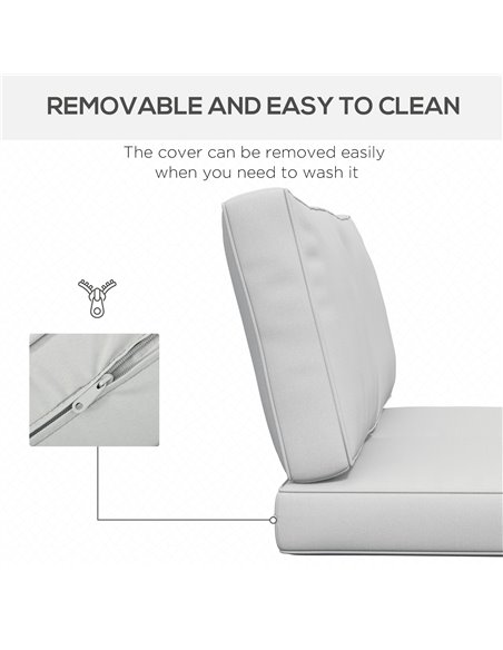 Outsunny 3-Piece Back and Seat Cushion Pillows Replacement, Patio Chair Cushions Set for Indoor Outdoor, Light Grey 84G-396V70LG - pic 64007 | FastDaddyshop