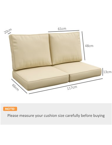 Outsunny Patio Chair Cushions, 3-Piece Back and Seat Cushion Set for Indoor Outdoor Use, Beige 84G-396V70BG