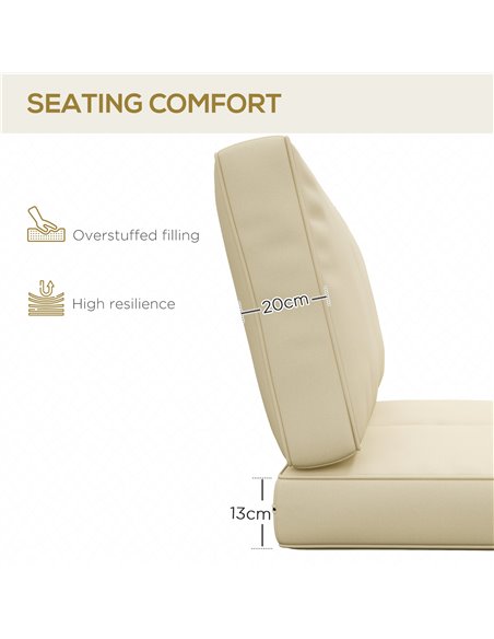 Outsunny Patio Chair Cushions, 3-Piece Back and Seat Cushion Set for Indoor Outdoor Use, Beige 84G-396V70BG - pic 64015 | FastDaddyshop