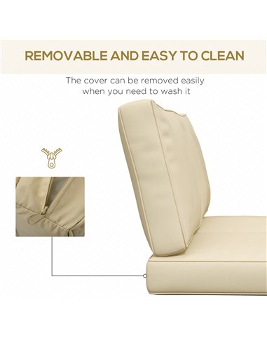 Outsunny Patio Chair Cushions, 3-Piece Back and Seat Cushion Set for Indoor Outdoor Use, Beige 84G-396V70BG