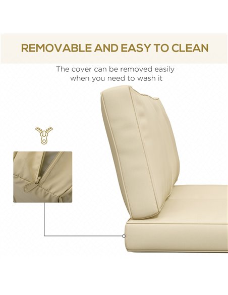 Outsunny Patio Chair Cushions, 3-Piece Back and Seat Cushion Set for Indoor Outdoor Use, Beige 84G-396V70BG - pic 64016 | FastDaddyshop