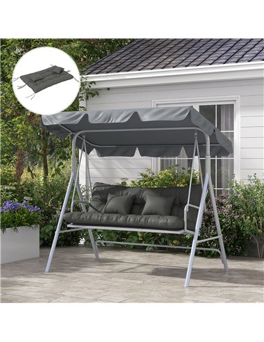 Outsunny 4-Piece Back and Seat Cushion Replacement with 2 Pillows, Patio Chair Cushions Set with Ties, Light Grey 84G-356V70LG