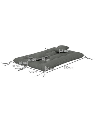 Outsunny 4-Piece Back and Seat Cushion Replacement with 2 Pillows, Patio Chair Cushions Set with Ties, Light Grey 84G-356V70LG