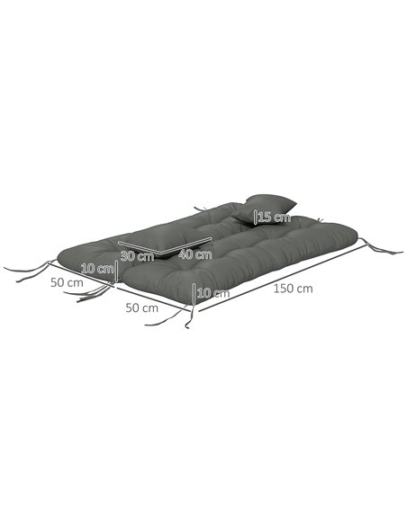 Outsunny 4-Piece Back and Seat Cushion Replacement with 2 Pillows, Patio Chair Cushions Set with Ties, Light Grey 84G-356V70LG - pic 64031 | FastDaddyshop