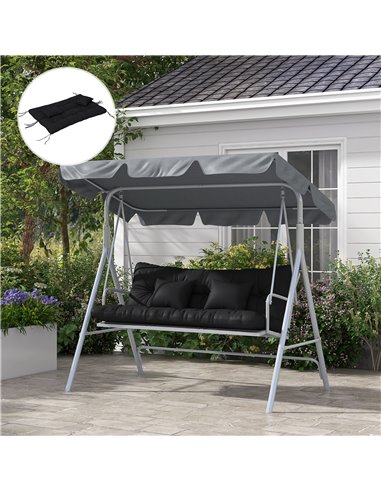 Outsunny Replacement Cushions for Patio Chairs, 4-Piece Back & Seat Cushion Set with Ties and 2 Pillows, Black 84G-356V70BK