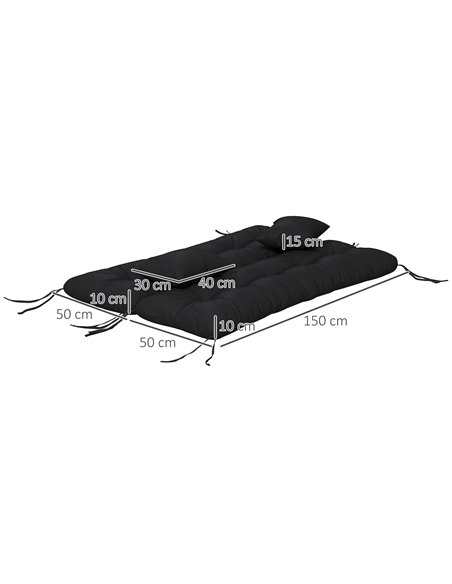 Outsunny Replacement Cushions for Patio Chairs, 4-Piece Back & Seat Cushion Set with Ties and 2 Pillows, Black 84G-356V70BK - pic 64040 | FastDaddyshop