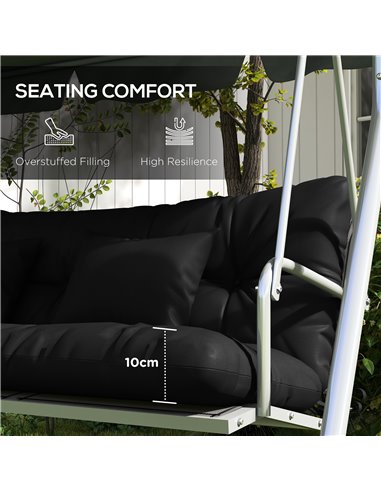 Outsunny Replacement Cushions for Patio Chairs, 4-Piece Back & Seat Cushion Set with Ties and 2 Pillows, Black 84G-356V70BK