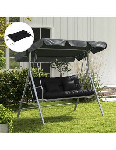 Outsunny Replacement Cushions for Patio Chairs, 4-Piece Back & Seat Cushion Set with Ties and 2 Pillows, Black 84G-356V70BK
