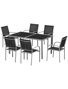 Outsunny 7 Piece Outdoor Garden Dining Set, Black 84G-039V00BK