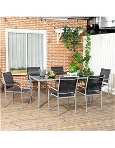Outsunny 7 Piece Outdoor Garden Dining Set, Black 84G-039V00BK 2