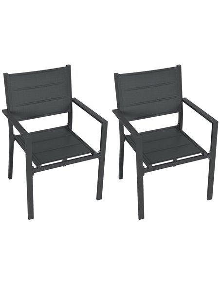 Outsunny Set of Two Aluminium Stacking Garden Chairs, Dark Grey 84G-449V00CG - pic 64074 | FastDaddyshop