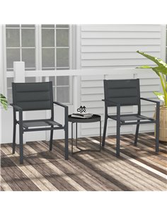 Outsunny Set of Two Aluminium Stacking Garden Chairs, Dark Grey 84G-449V00CG 2