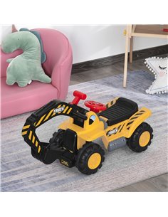 Homcom Kids 4-in-1 HDPE Excavator Ride On Truck Yellow-Black 2