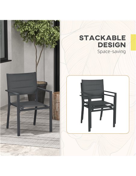 Outsunny Set of Two Aluminium Stacking Garden Chairs 84G-449V00CG - pic 64080 | FastDaddyshop