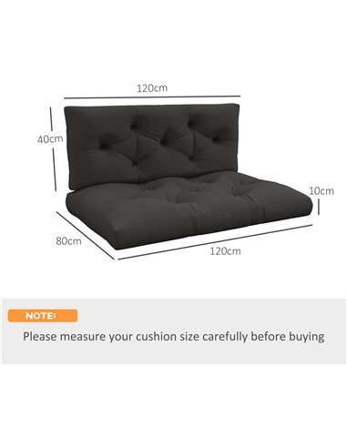 Outsunny 4-Piece Pallet Seat Cushions Back Pillows Replacement, Patio Chair Cushions Set for Indoor Outdoor, Charcoal Grey 84G-3