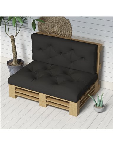 Outsunny 4-Piece Pallet Seat Cushions Back Pillows Replacement, Patio Chair Cushions Set for Indoor Outdoor, Charcoal Grey 84G-3