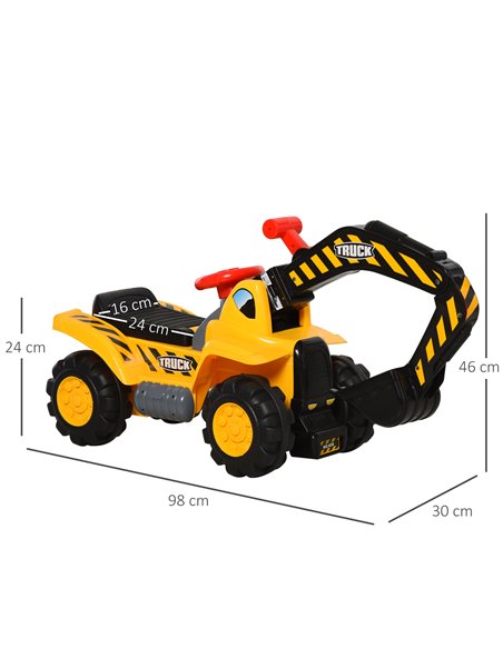 HOMCOM Kids 4-in-1 HDPE Excavator Ride On Truck Yellow/Black - pic 6409 | FastDaddyshop