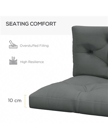 Outsunny 4-Piece Pallet Seat Cushions Back Pillows Replacement, Patio Chair Cushions Set for Indoor Outdoor, Light Grey 84G-366V