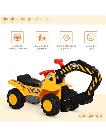 HOMCOM Kids 4-in-1 HDPE Excavator Ride On Truck Yellow/Black - pic 6410 | FastDaddyshop