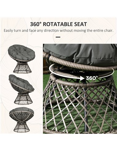 Outsunny Three-Piece Rattan Garden Moon Chair Set - Grey 863-131V70GG