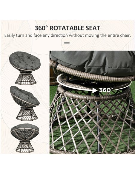 Outsunny Three-Piece Rattan Garden Moon Chair Set - Grey 863-131V70GG - pic 64105 | FastDaddyshop