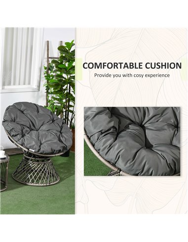 Outsunny Three-Piece Rattan Garden Moon Chair Set - Grey 863-131V70GG