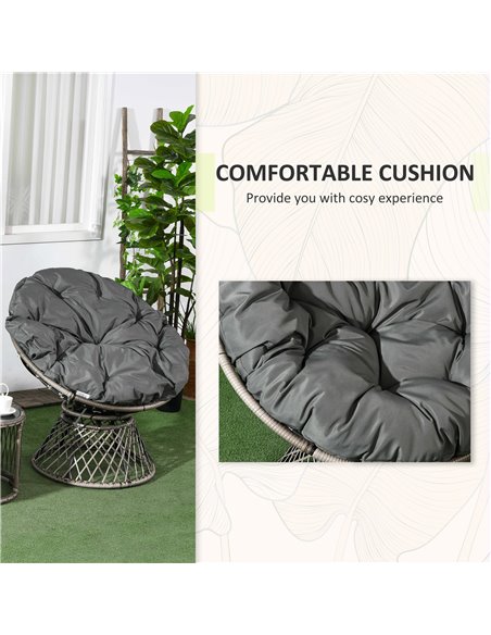 Outsunny Three-Piece Rattan Garden Moon Chair Set - Grey 863-131V70GG - pic 64106 | FastDaddyshop