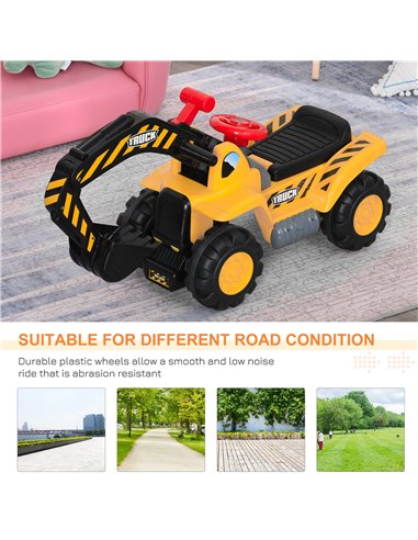 HOMCOM Kids 4-in-1 HDPE Excavator Ride On Truck Yellow/Black
