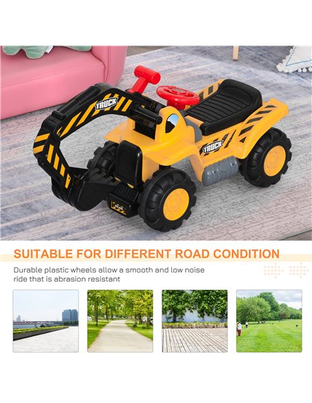 HOMCOM Kids 4-in-1 HDPE Excavator Ride On Truck Yellow/Black - pic 6412 | FastDaddyshop