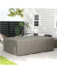 Outsunny Outdoor Garden Rectangular Furniture Cover Table Chair Sofa Shelter, Waterproof, 222 x 155 x 67 cm, Grey 84B-212V00GY 2