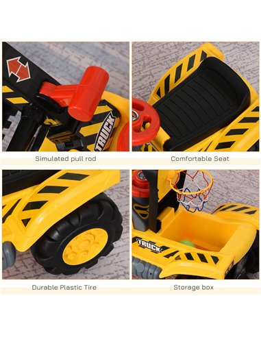 HOMCOM Kids 4-in-1 HDPE Excavator Ride On Truck Yellow/Black