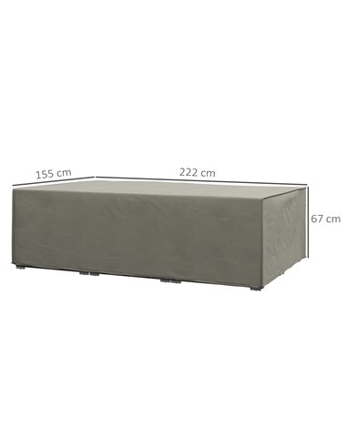 Outsunny Outdoor Garden Rectangular Furniture Cover Table Chair Sofa Shelter, Waterproof, 222 x 155 x 67 cm, Grey 84B-212V00GY