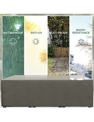 Outsunny Outdoor Garden Rectangular Furniture Cover Table Chair Sofa Shelter, Waterproof, 222 x 155 x 67 cm, Grey 84B-212V00GY