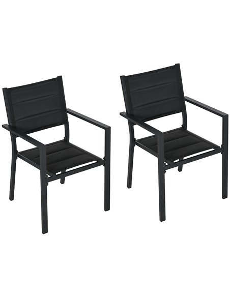 Outsunny Set of Two Aluminium Stacking Garden Chairs, Black 84G-449V00BK - pic 64137 | FastDaddyshop