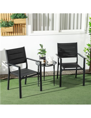 Outsunny Set of Two Aluminium Stacking Garden Chairs 84G-449V00BK