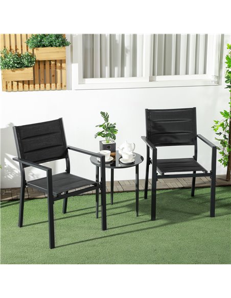 Outsunny Set of Two Aluminium Stacking Garden Chairs 84G-449V00BK - pic 64138 | FastDaddyshop