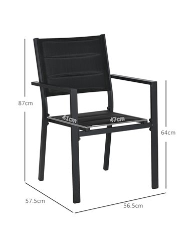 Outsunny Set of Two Aluminium Stacking Garden Chairs 84G-449V00BK