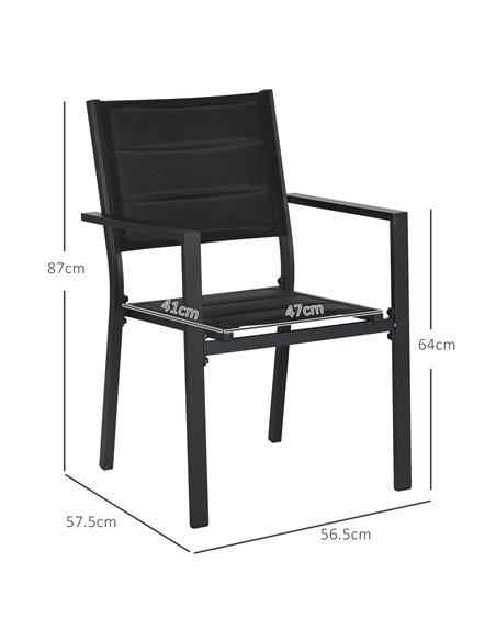 Outsunny Set of Two Aluminium Stacking Garden Chairs 84G-449V00BK - pic 64139 | FastDaddyshop