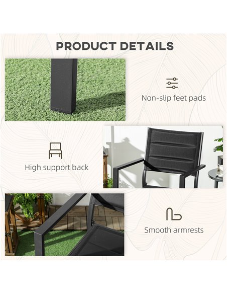 Outsunny Set of Two Aluminium Stacking Garden Chairs 84G-449V00BK - pic 64142 | FastDaddyshop