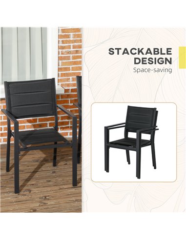 Outsunny Set of Two Aluminium Stacking Garden Chairs 84G-449V00BK