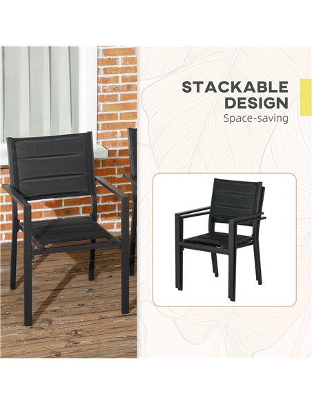 Outsunny Set of Two Aluminium Stacking Garden Chairs 84G-449V00BK - pic 64143 | FastDaddyshop