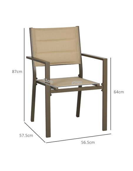 Outsunny Aluminium Stacking Garden Chairs, Set of Two, Durable Outdoor Patio Furniture, Khaki 84G-449V00KK - pic 64148 | FastDaddyshop