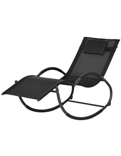 Outsunny Patio Texteline Rocking Lounge Chair, Black 84A-120V71BK